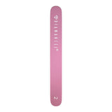 pink back side of a Diamancel medium grain diamond nail file for natural nails of average thickness.  in regular size 18 cm